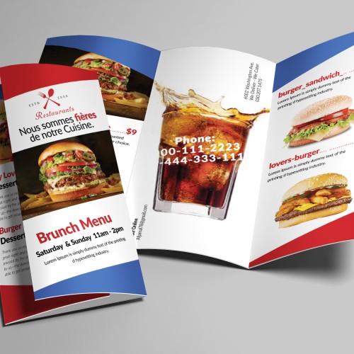Access to Food Menu Trifold Design Folder