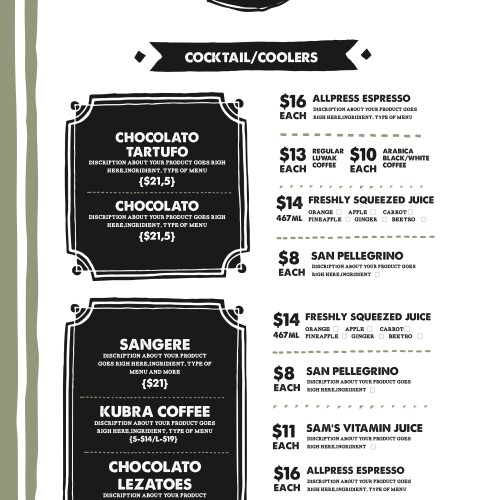 Access to Food Menu Otback Design Resources