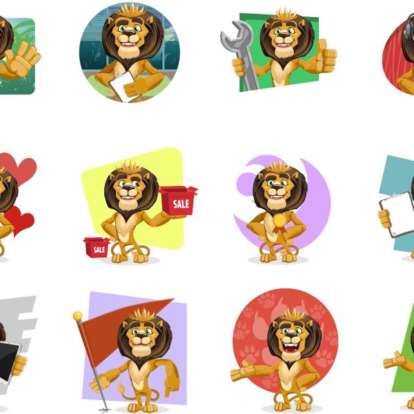 Lion Cartoon Art Collection - Access Google Drive Folder