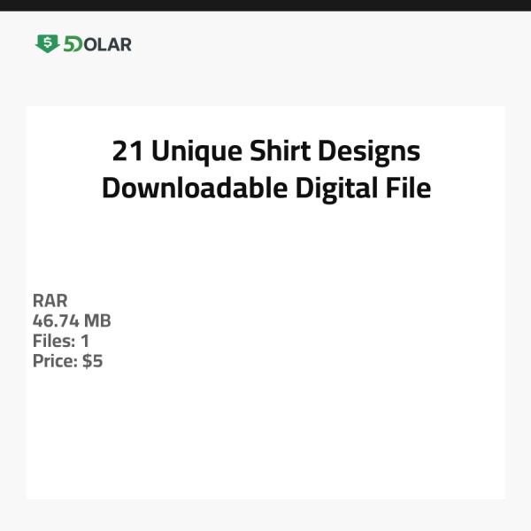 21 Einzigartige Shirt-Designs - Herunterladbare digitale Datei