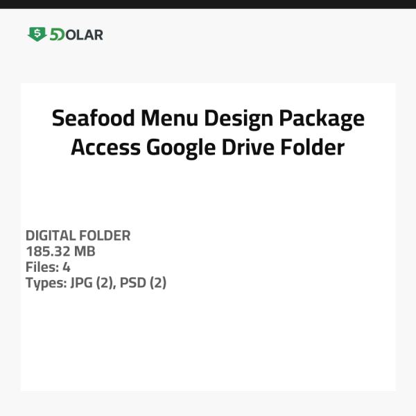 Seafood Menu Design Package - Access Google Drive Folder