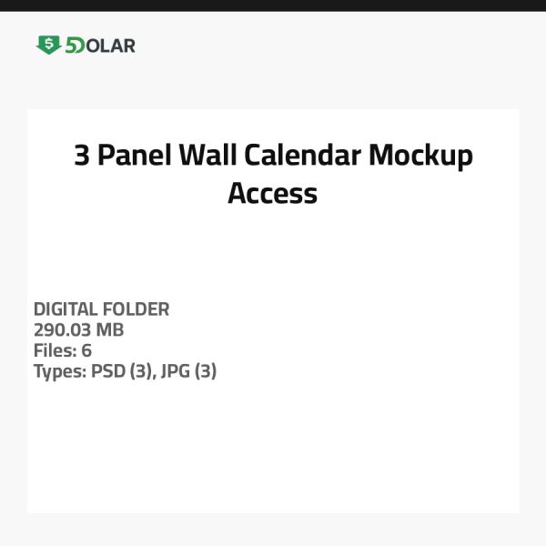 3-Panel Wall Calendar Mockup Access