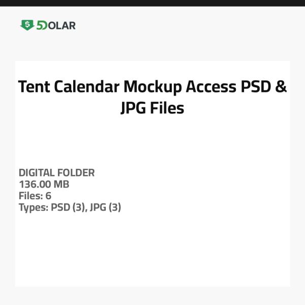 Tent Calendar Mockup Access - PSD & JPG Files