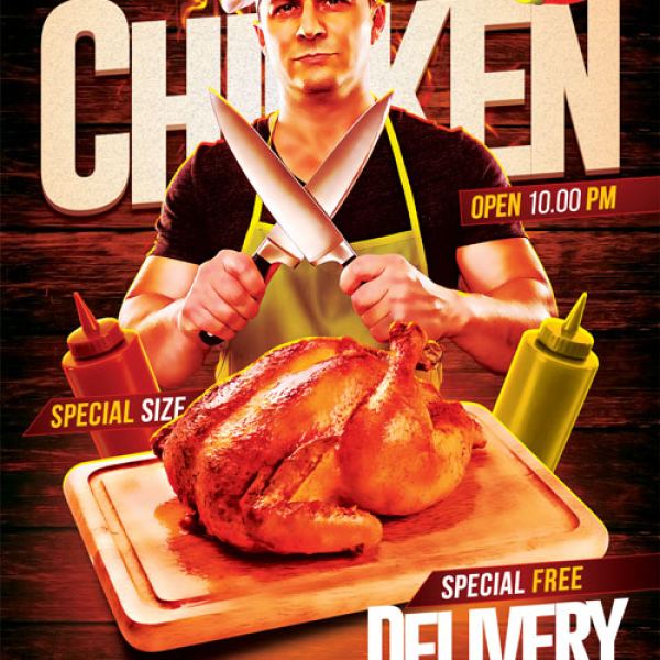 CreativeMarket Spicy Chicken Restaurant Flyer Access