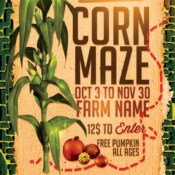 Fall Corn Maze Flyer Access - Digital Templates