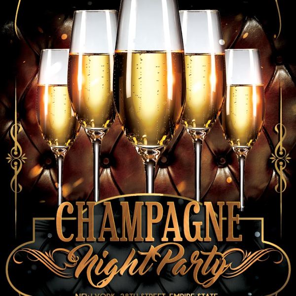 Champagne Night Party – Flyer PSD Template & Facebook Cover Access
