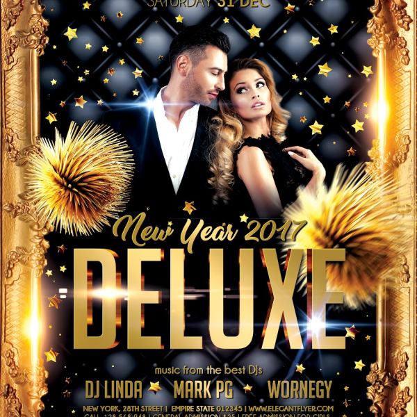 Deluxe New Year 2017 Flyer PSD Template & Facebook Cover Access