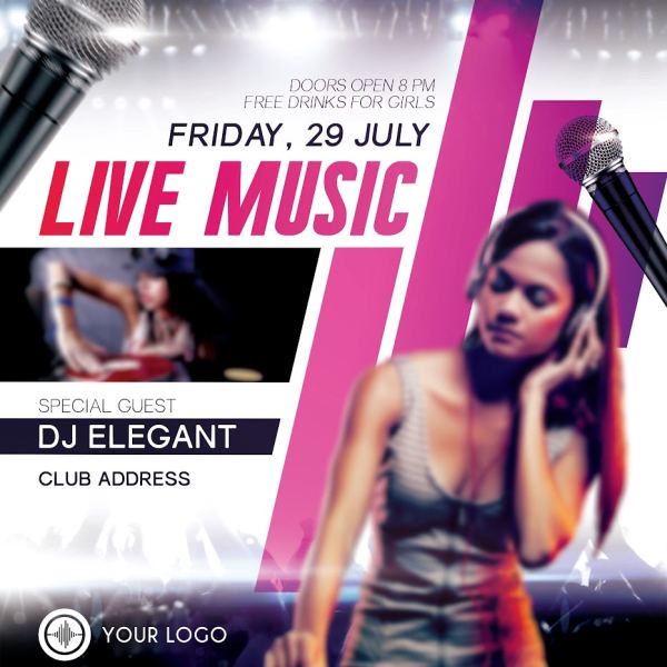 Live Music Flyer PSD Template & Facebook Cover Access