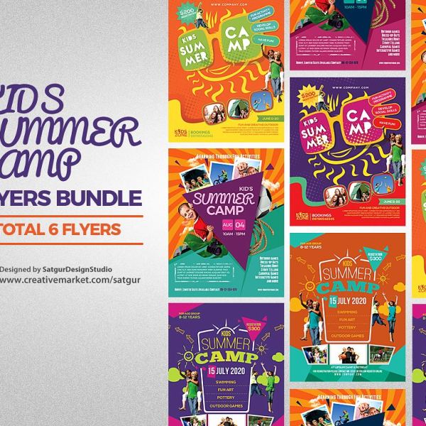 Kids Summer Camp Flyers Bundle - Digital Access