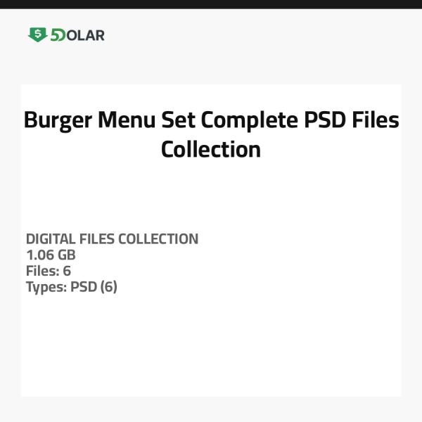 Burger Menu Set - Complete PSD Files Collection