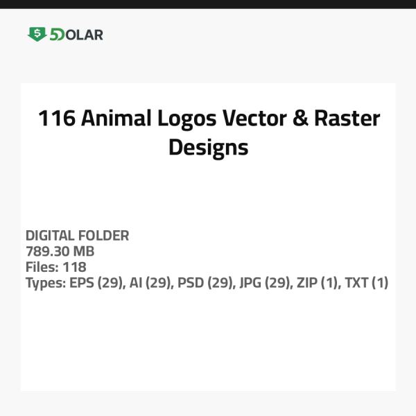 116 Animal Logos - Vector & Raster Designs