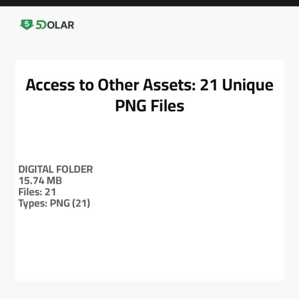 Zugang zu anderen Assets: 21 einzigartige PNG-Dateien