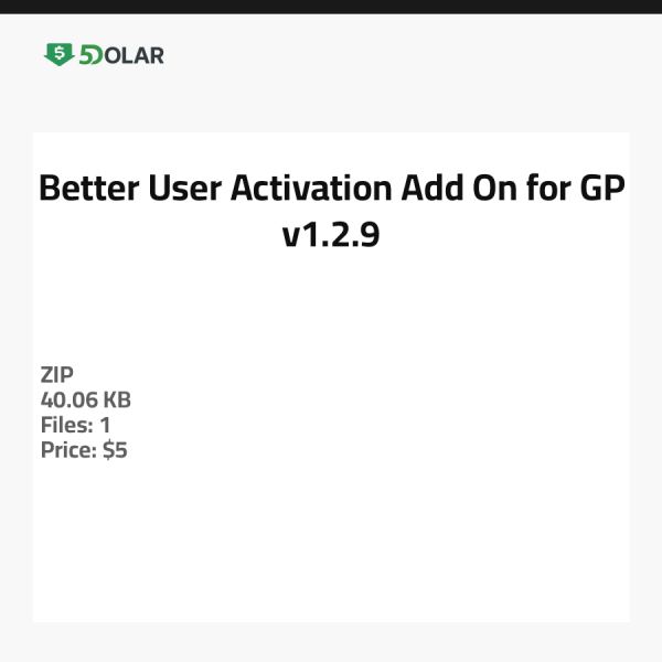 Better User Activation Add-On for GP - v1.2.9