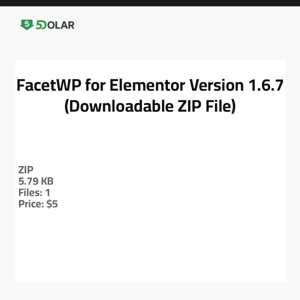 FacetWP for Elementor - Version 1.6.7 (Downloadable ZIP File)