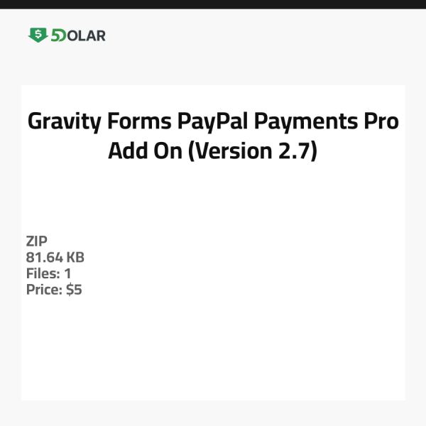Gravity Forms PayPal Payments Pro Add-On (Version 2.7)