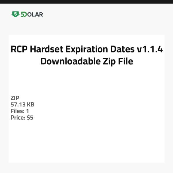 RCP Hardset Ablaufdaten v1.1.4 - Herunterladbare Zip-Datei