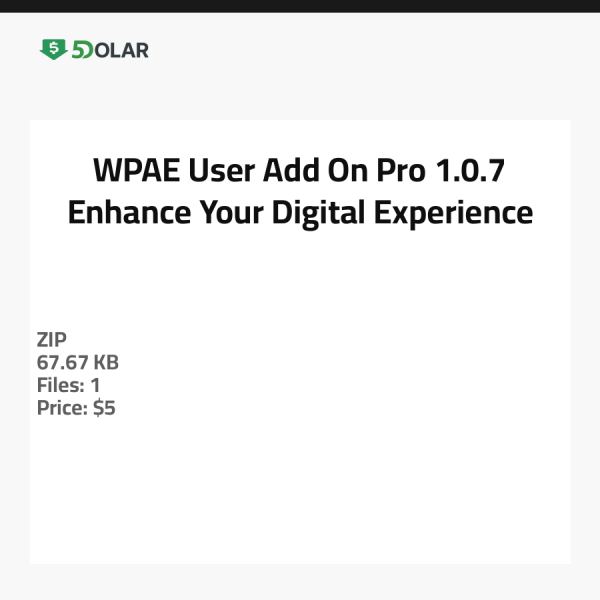 WPAE Benutzer-Add-On Pro 1.0.7 - Verbessern Sie Ihr digitales Erlebnis