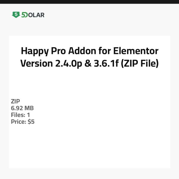 إضافة Happy Pro لـ Elementor - الإصدار 2.4.0p و 3.6.1f (ملف ZIP)