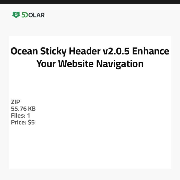 Ocean Sticky Header v2.0.5 - Verbessern Sie die Navigation Ihrer Website