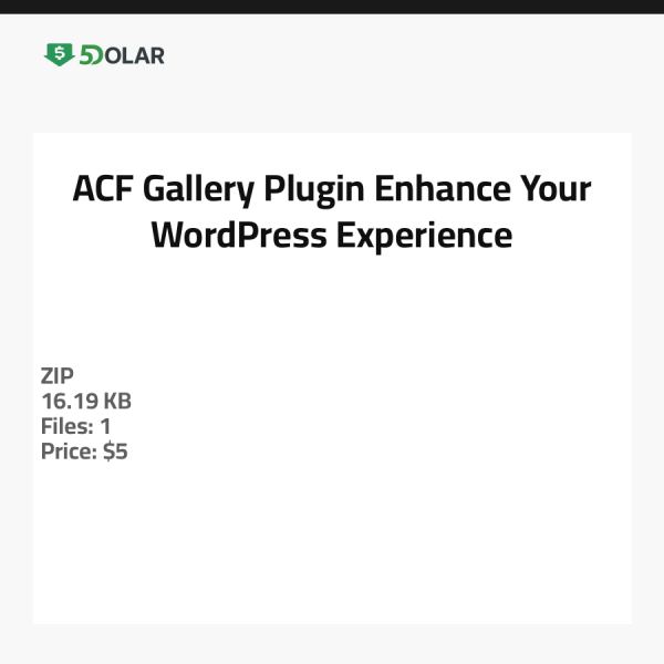 ACF Galerie Plugin - Verbessern Sie Ihr WordPress-Erlebnis
