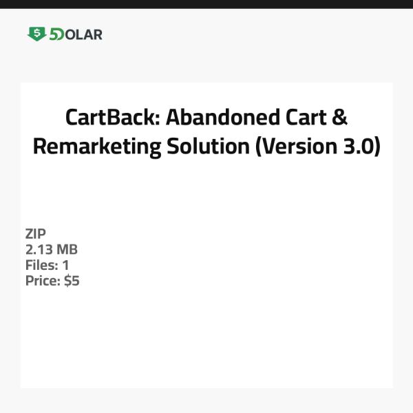 CartBack: Lösung für verlassene Warenkörbe & Remarketing (Version 3.0)