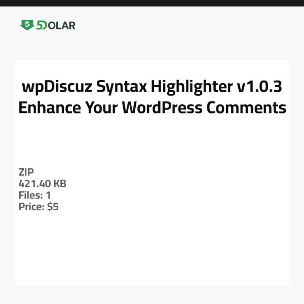 wpDiscuz Syntax Highlighter v1.0.3 - حسّن تعليقات ووردبريس الخاصة بك
