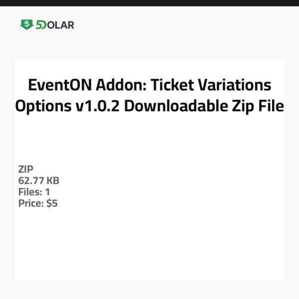 إضافة EventON: خيارات تنويعات التذاكر v1.0.2 - ملف مضغوط قابل للتنزيل