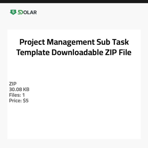 Projektmanagement Unteraufgaben Vorlage - Herunterladbare ZIP-Datei