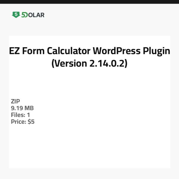 EZ Form Calculator - WordPress Plugin (Version 2.14.0.2)