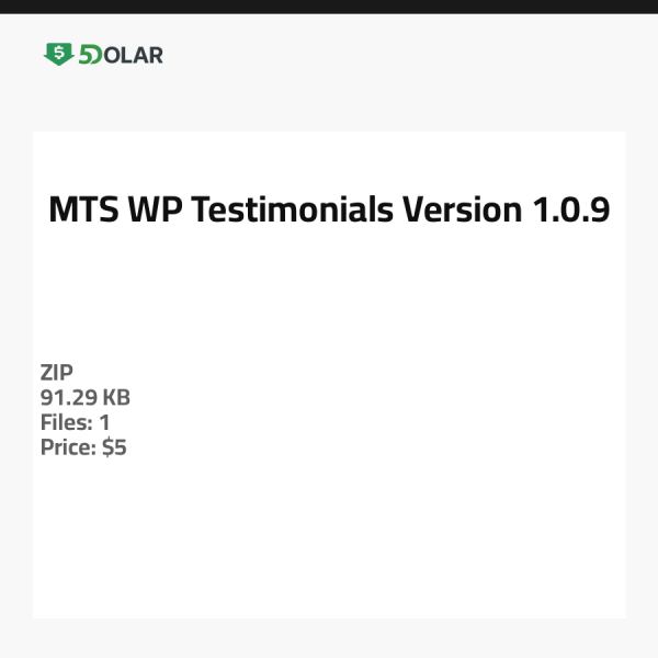 MTS WP Testimonials - Version 1.0.9