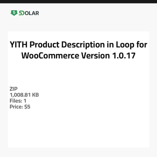 YITH Produktbeschreibung in Schleife für WooCommerce - Version 1.0.17