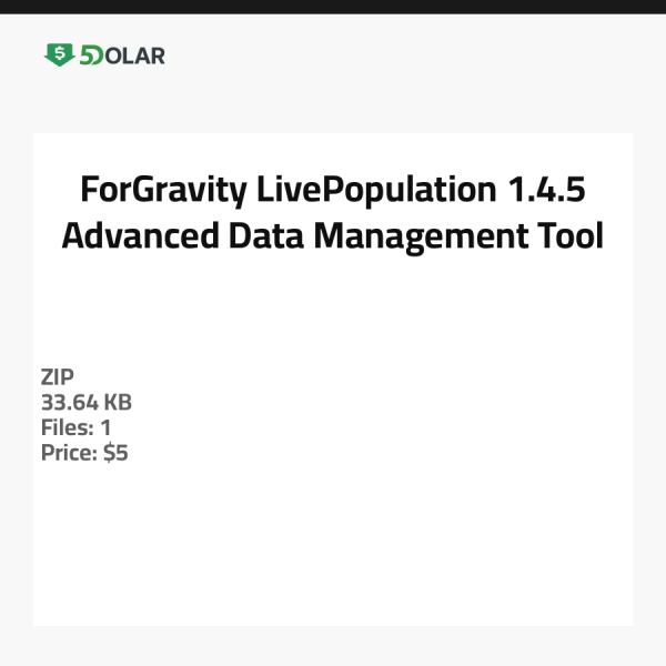 ForGravity LivePopulation 1.4.5 - Fortgeschrittenes Datenmanagement-Tool