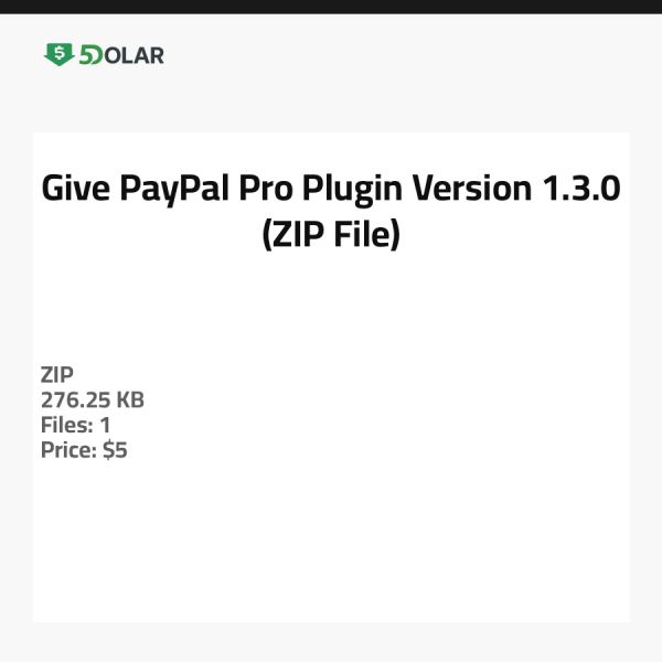 إضافة Give PayPal Pro - الإصدار 1.3.0 (ملف ZIP)
