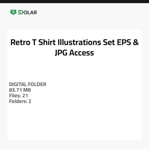Retro T-Shirt Illustrationen Set - EPS & JPG Zugriff