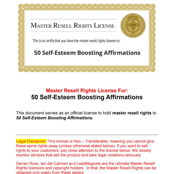 Self-Esteem Affirmations Access - Digital Resource Folder