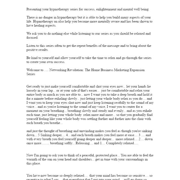 Hypnotherapy Audio Networking Revolution Access