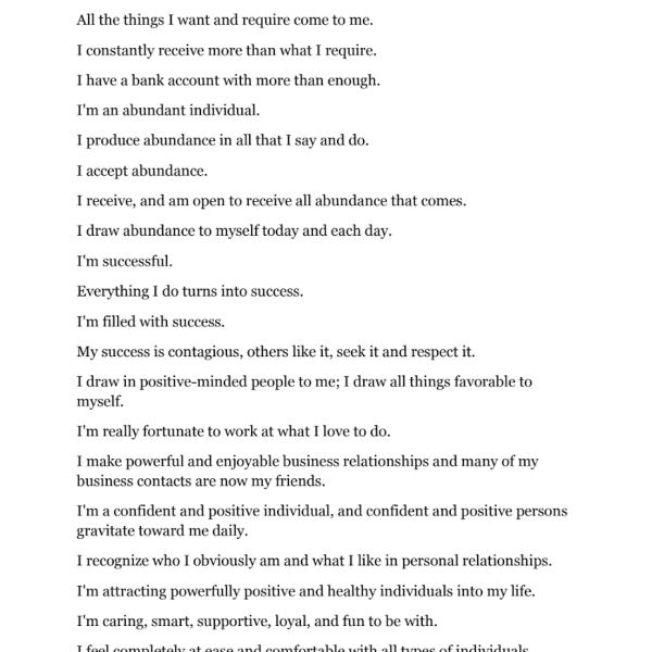 Positive Thinking Affirmations Audio Access