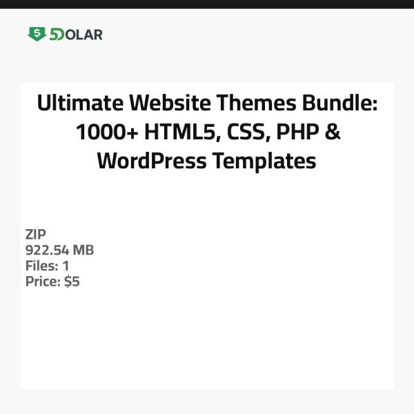 Ultimate Website Themes Bundle: 1000+ HTML5, CSS, PHP & WordPress Templates