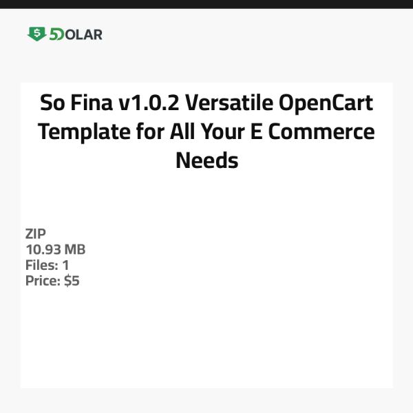 So Fina v1.0.2 - Versatile OpenCart Template for All Your E-Commerce Needs