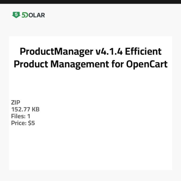 ProductManager v4.1.4 - Efficient Product Management for OpenCart