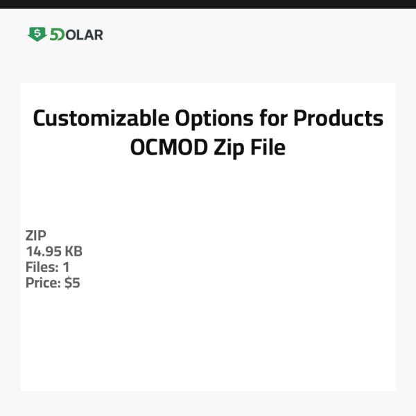 Customizable Options for Products - OCMOD Zip File
