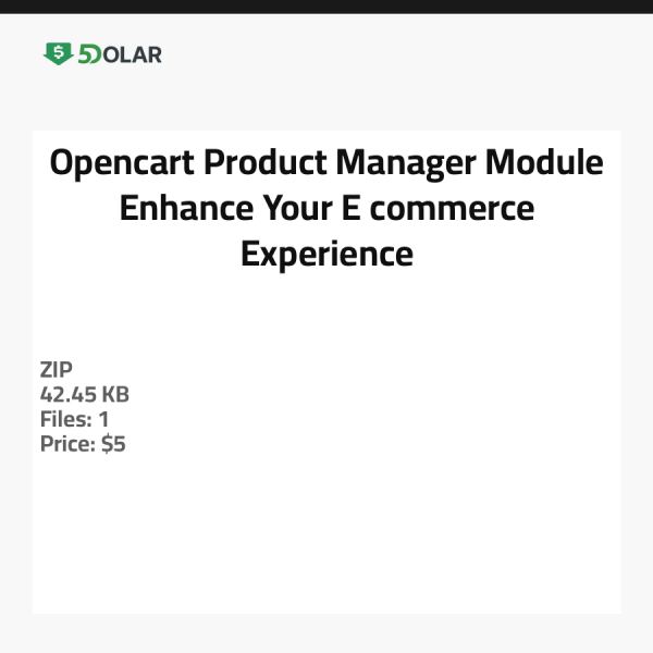 Opencart Product Manager Module - Enhance Your E-commerce Experience