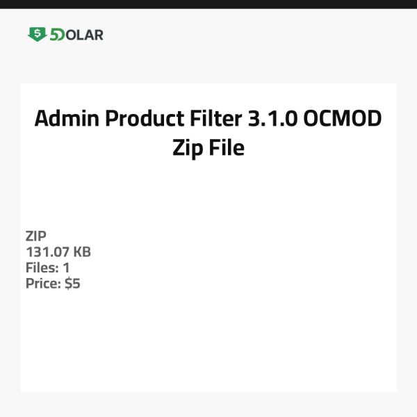 Admin Product Filter 3.1.0 - OCMOD Zip File