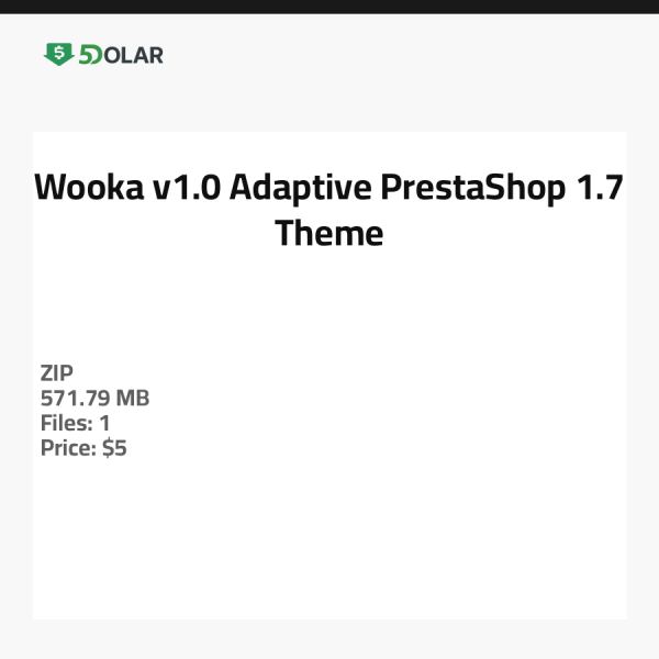 Wooka v1.0 - Adaptive PrestaShop 1.7 Theme