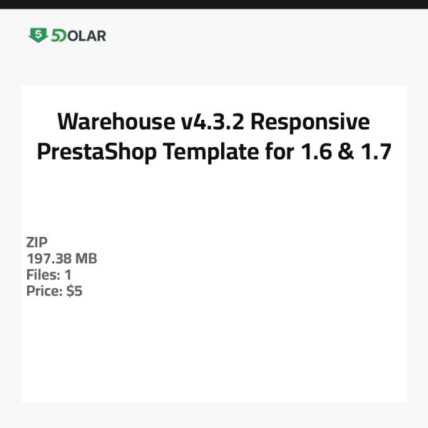 Warehouse v4.3.2 - Responsive PrestaShop Template for 1.6 & 1.7