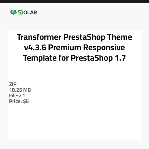 Transformer PrestaShop Theme v4.3.6 - Premium Responsive Template for PrestaShop 1.7