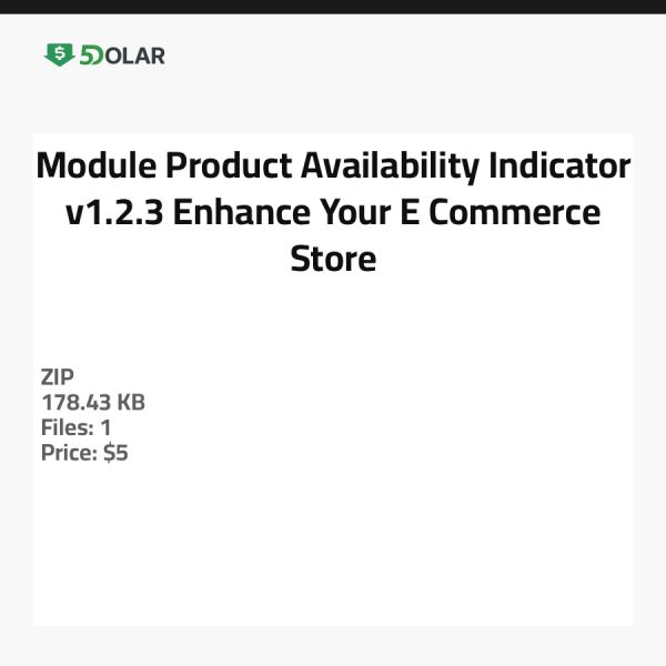Module Product Availability Indicator v1.2.3 - Enhance Your E-Commerce Store
