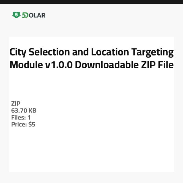 City Selection and Location Targeting Module v1.0.0 - Downloadable ZIP File
