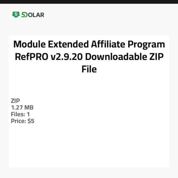 Module Extended Affiliate Program RefPRO v2.9.20 - Downloadable ZIP File