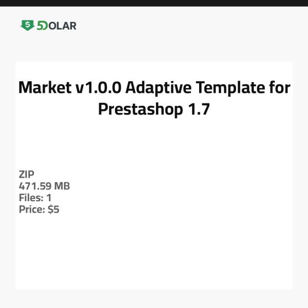 Market v1.0.0 - Adaptive Template for Prestashop 1.7